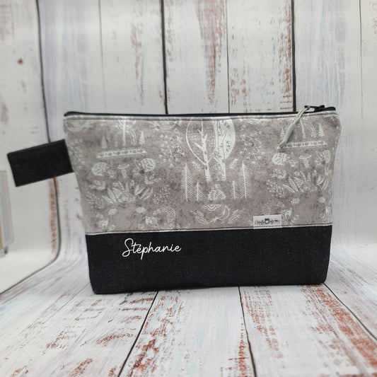 Trousse de voyage - Sac à cosmétiques/maquillage - Étui à crayons - Hérissons, écureuils et oiseaux - Tons sur tons
