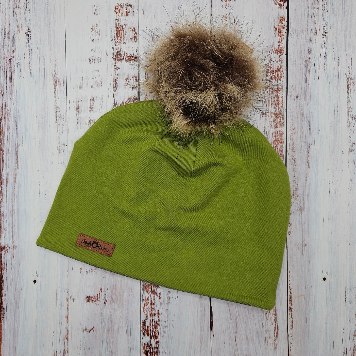 ENFANT - Tuque Hiver (POLAR)  Pompon amovible - UNIE - Olive clair