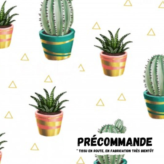 Sac réutilisable pour collation ou sandwich – Fleurs - Cactus en pot sur fond blanc
