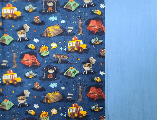 Napperon personnalise (Couleur d'impression au choix) - Randonnée / Camp de vacances - Pochette bleue