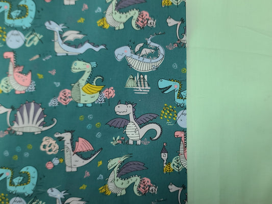 Napperon personnalise (Couleur d'impression au choix) - Animaux - Dragons - Pochette menthe