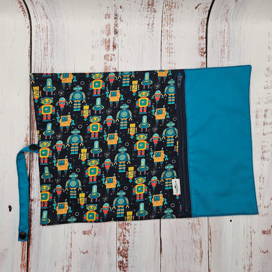 Napperon personnalisé (Couleur d'impression au choix) - Techno - Robots - Pochette Teal