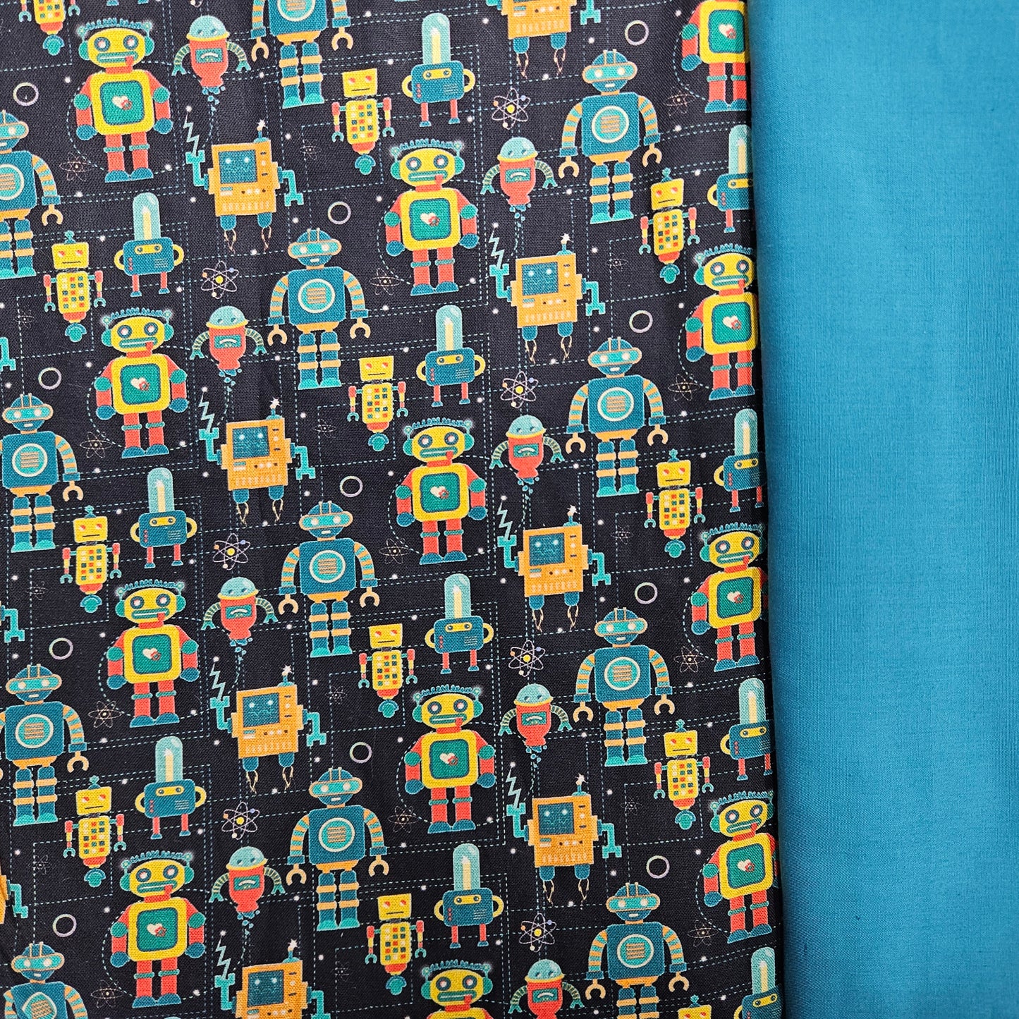 Napperon personnalisé (Couleur d'impression au choix) - Techno - Robots - Pochette Teal