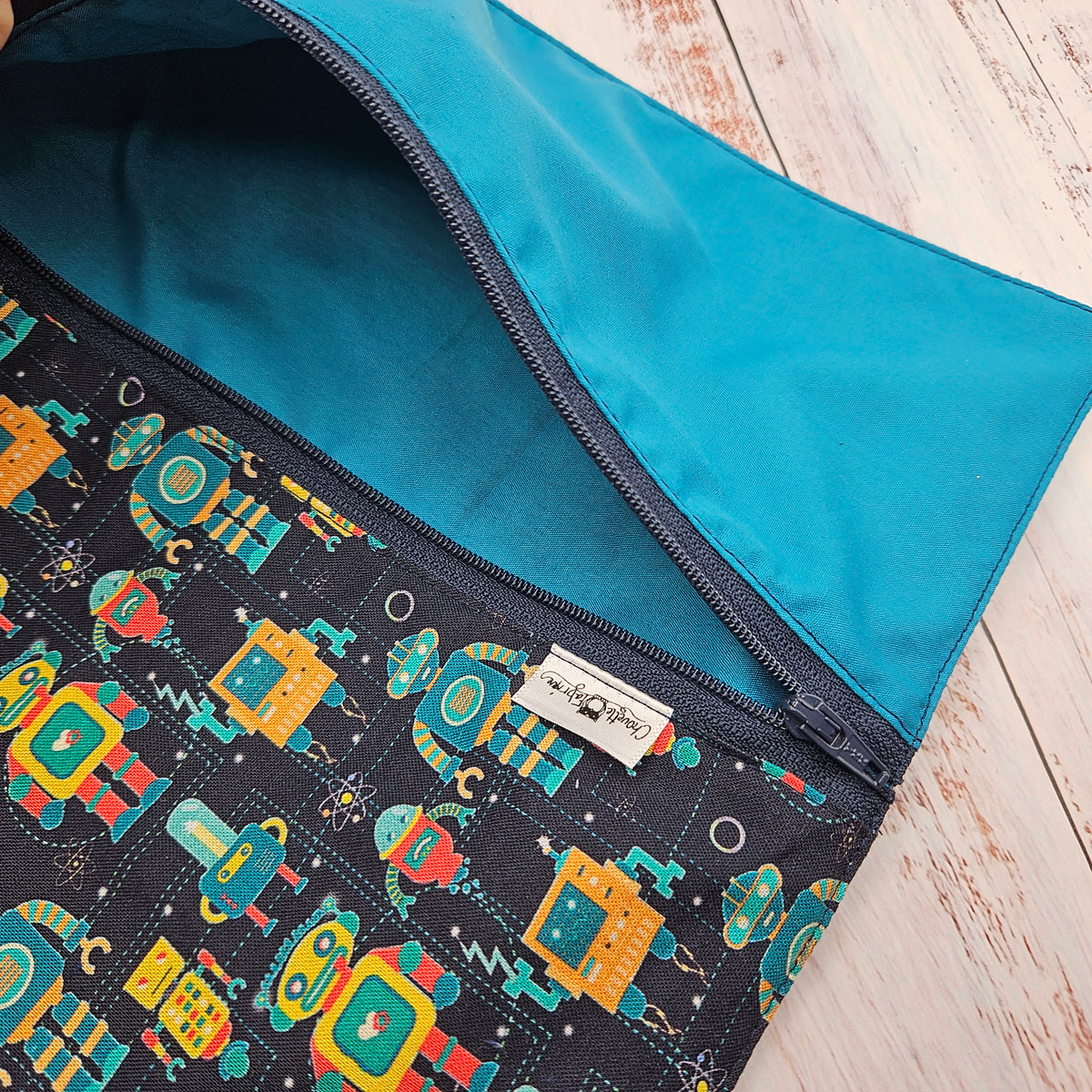 Napperon personnalisé (Couleur d'impression au choix) - Techno - Robots - Pochette Teal