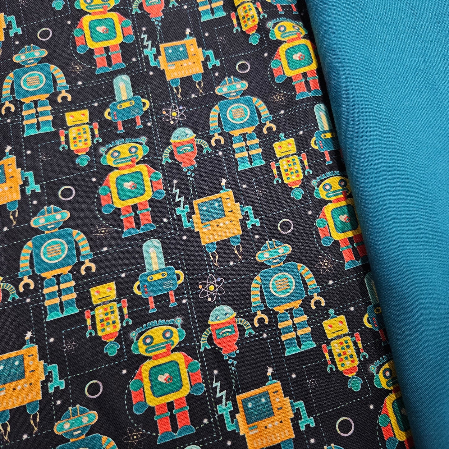 Napperon personnalisé (Couleur d'impression au choix) - Techno - Robots - Pochette Teal