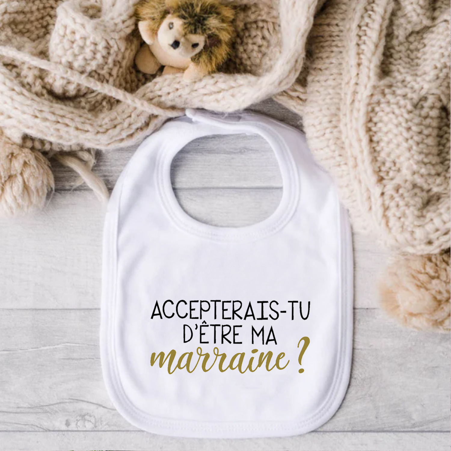 Bavoir pour bébé - Accepterais-tu d'être ma marraine ?