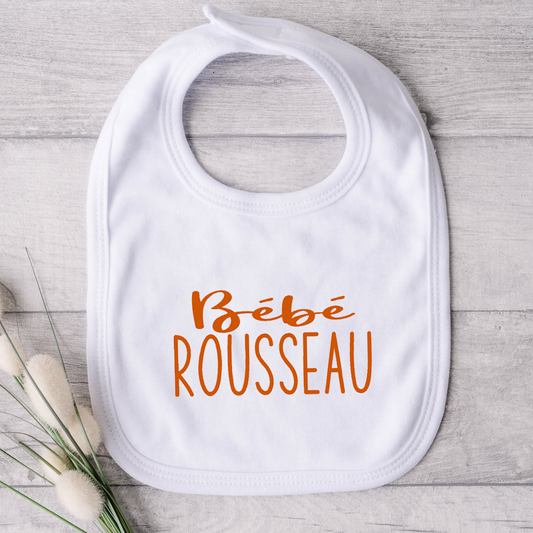 Bavoir pour bébé - Annonce Naissance - Bébé - NOM (majuscules)
