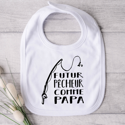 Bavoir pour bébé - Futur pêcheur comme papa