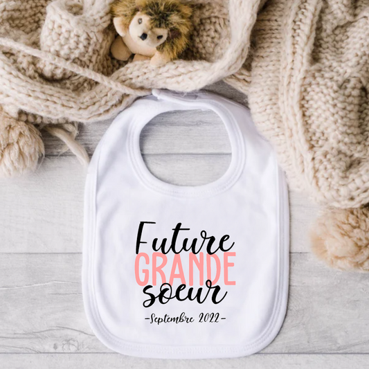 Bavoir pour bébé - Future grande soeur - Date