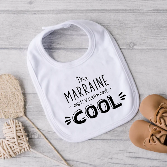 Bavoir pour bébé - Ma marraine est vraiment "cool"