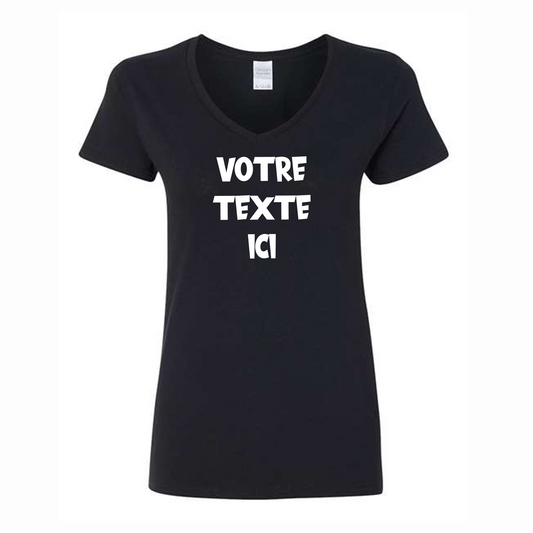 ADULTE - FEMME - T-shirt - Col en V - Impression personnalisée