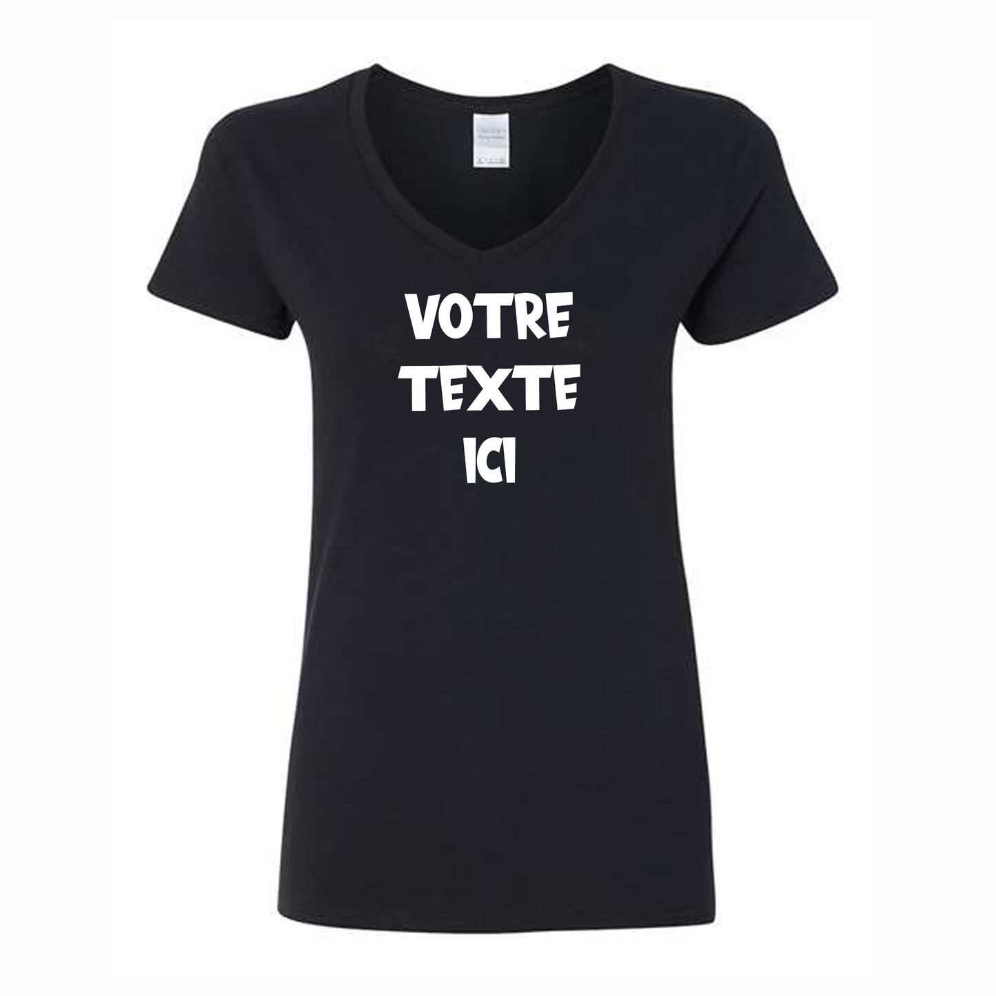 Tshirt / T-shirt - FEMME - Col en V - TEXTE/DESSIN au choix