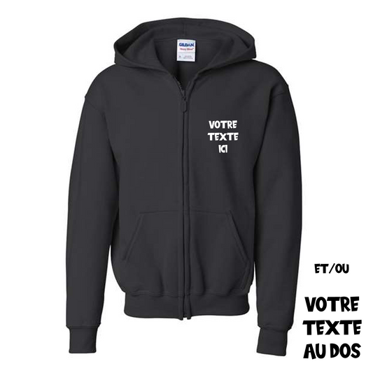 Chandail à capuchon AVEC fermeture éclair (Coton ouaté) - ENFANT - Impression personnalisée