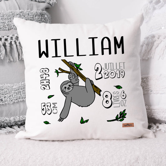 Coussin Statistiques de naissance - Carré - Blanc - PARESSEUX