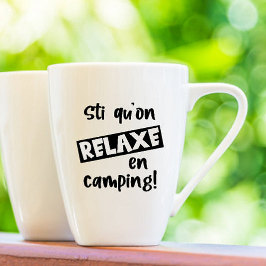 Décalque de vinyle - Sti qu'on relaxe en camping !
