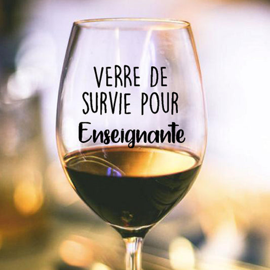 Décalque de vinyle - Verre de survie pour... Enseignante, enseignant, éducatrice ou éducateur