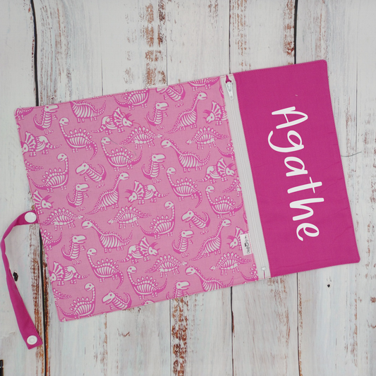 Napperon personnalisé (Couleur d'impression au choix) - Fossiles Roses - Pochette Fuschia