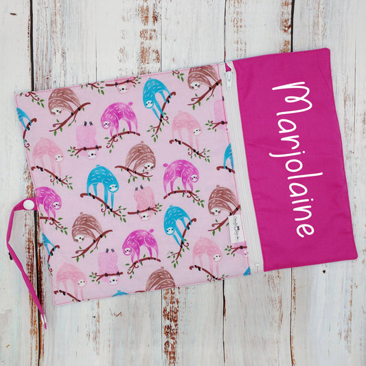 Napperon personnalise (Couleur d'impression au choix) - Paresseux - Pochette fuschia