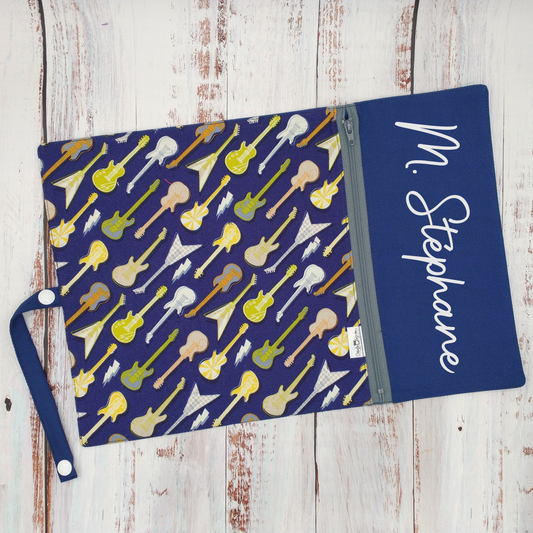 Napperon personnalisé (Couleur d'impression au choix) - Instruments Musique - Guitares - Pochette Marine