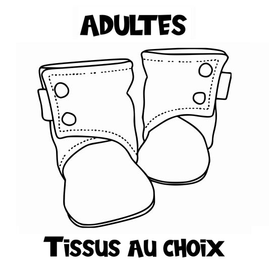 Pantoufles "Wrap" - Adultes - Hautes avec boutons à pression - TISSU AU CHOIX