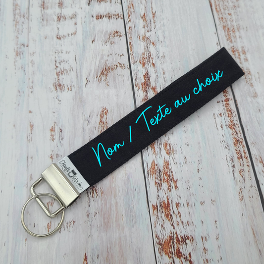 Porte-clé - PERSONNALISÉ - Dragonne - Poignet - Uni Noir