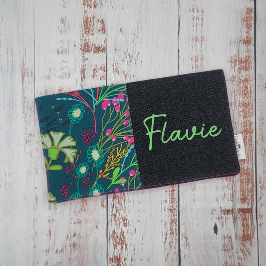 Protège-carnet de santé - Vaccination - Personnalisé - Fleurs - Fleurs sur tiges