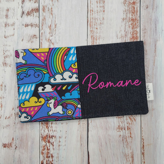 Protège-carnet de santé - Vaccination - Personnalisé - Animaux - Licornes et Arc-en-ciel