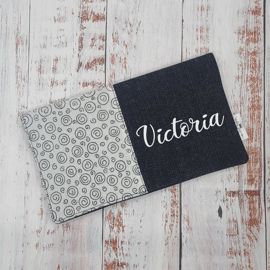 Protège-carnet de santé - Vaccination - Personnalisé - Géométrique - Spirales Noires