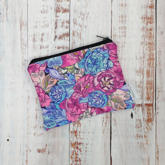 Sac réutilisable pour collation ou sandwich – Fleurs Lilas Fuschia et Corail