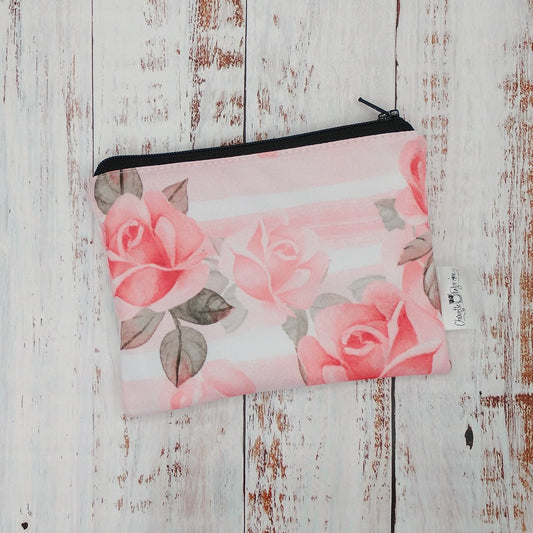 Sac réutilisable pour collation ou sandwich – Fleurs corail et lignes grises