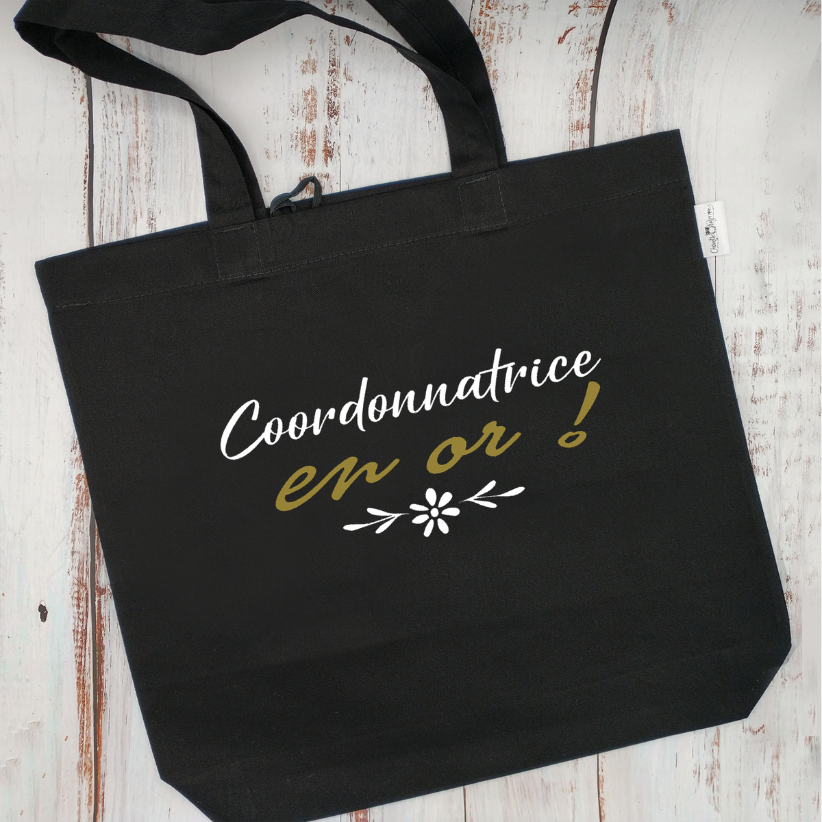 (CHOIX COULEURS & PROFESSION) Sac d'épicerie / Sac fourre-tout réutilisable et lavable - COORDONNATRICE EN OR ! - (Qui se roule pour le rangement)