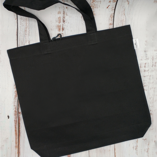 Sac d'épicerie / Sac fourre-tout réutilisable et lavable - NOIR - (Qui se roule pour le rangement)