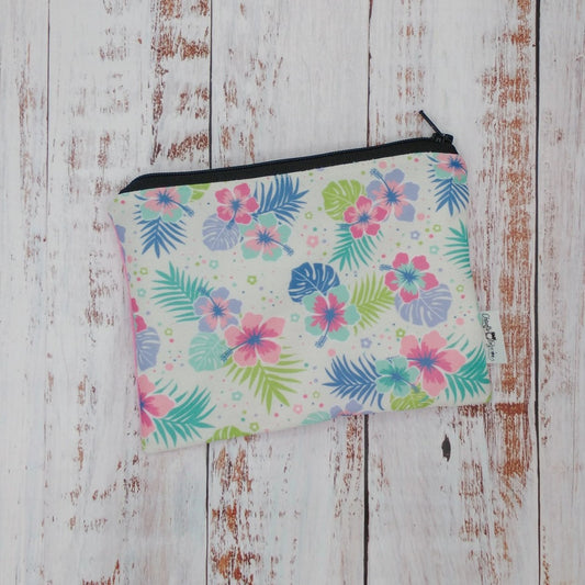 Sac réutilisable pour collation ou sandwich – Fleurs - Pastel sur fond blanc