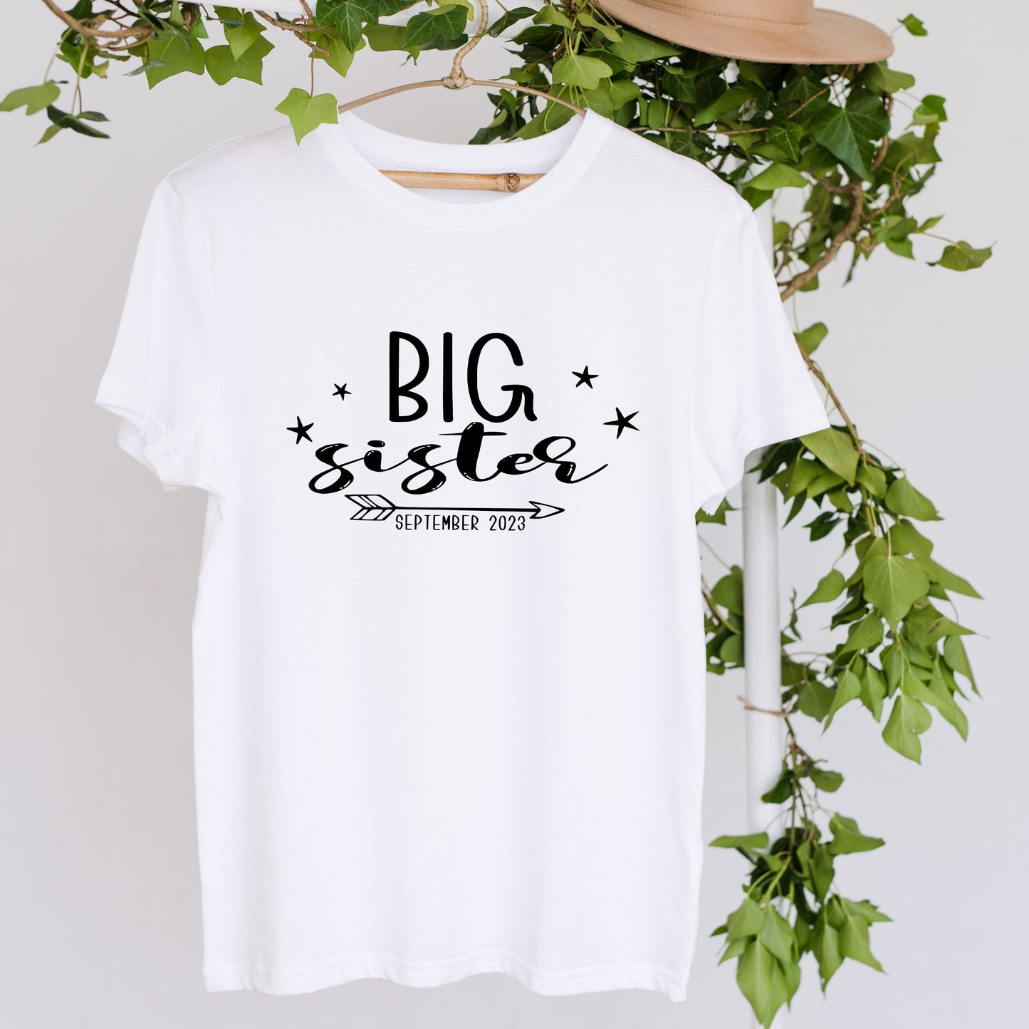 Tshirt / T-shirt - ENFANTS (gr. 2T à XL) - Col rond - BIG Sister - Date/Flèche
