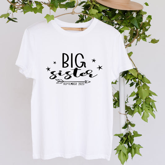 Tshirt / T-shirt - ENFANTS (gr. 2T à XL) - Col rond - BIG Sister - Date/Flèche