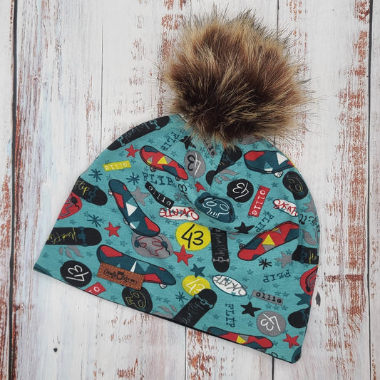 ENFANT - Tuque Printemps/Automne (JERSEY) Pompon amovible - Planche à roulettes - Skateboard