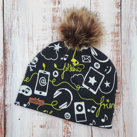 ENFANT - Tuque Printemps/Automne (JERSEY) Pompon amovible - Musique - Ipod/Mp3