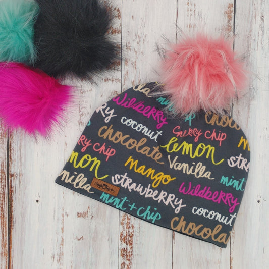 ADULTE - Tuque Printemps/Automne (JERSEY) Pompon amovible - Saveurs