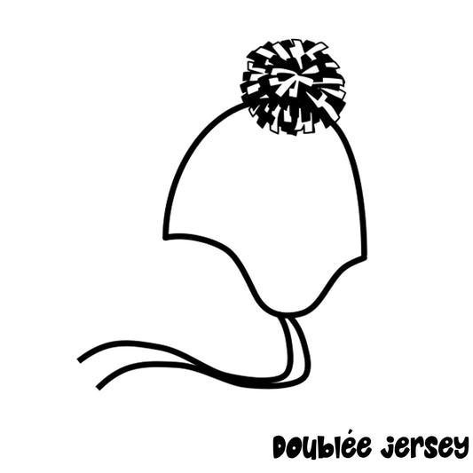 ENFANT - Tuque Printemps/Automne (JERSEY) avec cordons Pompon amovible - Tissus au choix